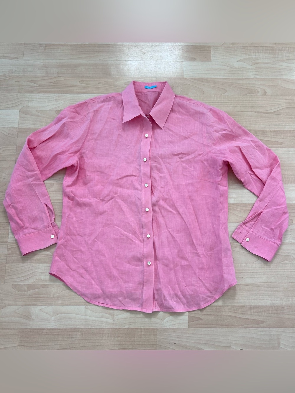 Linen Pink Button-Down Shirt with Classic Collar - Read